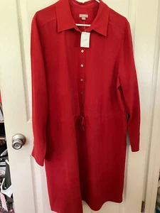 J.Jill Silk Terracotta Collared Long slvs Collared 6 buttons Dress XL - Picture 1 of 20