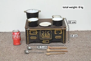 antiker gusseiserner Kinderherd viktorianischer Miniatur Spielzeug Puppen Ofen - VERSANDKOSTENFREI - Bild 1 von 13