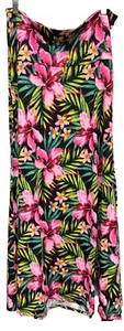 NEW LuLaRoe Small Black Pink Yellow Green Hawaiian Flowers Knit Maxi Skirt Dress - Picture 1 of 8