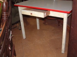 1950's Vintage Kitchen Table Porcelain/Wood RARE Original 40X25X29 1/2 Height - Picture 1 of 9