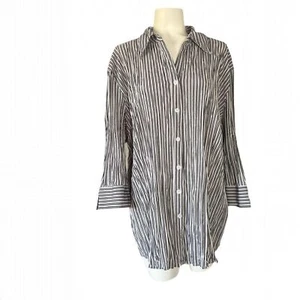 Apt. 9 Black White Gray Striped Button Down Shirt 2X - Picture 1 of 10