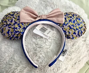 Disneyland Resort Headband Disney Parks Ears Minnie Pink Navy Gold Sequin Ears - Picture 1 of 3