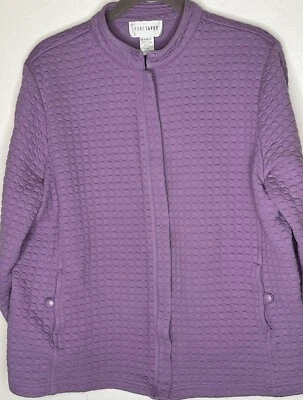 Sport Savvy Women’s Quilted Knot Jacket Sz XL Full Zip Lavender Pockets - Image 1 of 3