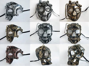 STEAMPUNK PHANTOM SKULL ROBOT MASQUERADE MARDI GRAS FICTION MENS COSTUME MASK - Picture 1 of 8