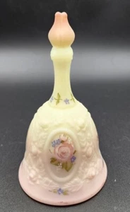  Fenton Burmese Hand Painted Rose Bell Artist Signed  - Bild 1 von 5