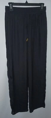 Bar III Pants Women's Small Wide Leg Elastic Waist Drawstring Casual Sheer Black - Image 1 of 4