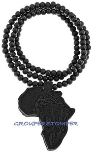 Lion Over Africa New All Wood Pendant Necklace With 36 Inch Long Beaded Chain - Picture 1 of 13
