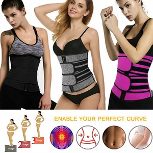 Women & Men Waist Trainer Body Shaper Slimmer Sweat Belt Tummy Control Band US - Picture 1 of 19