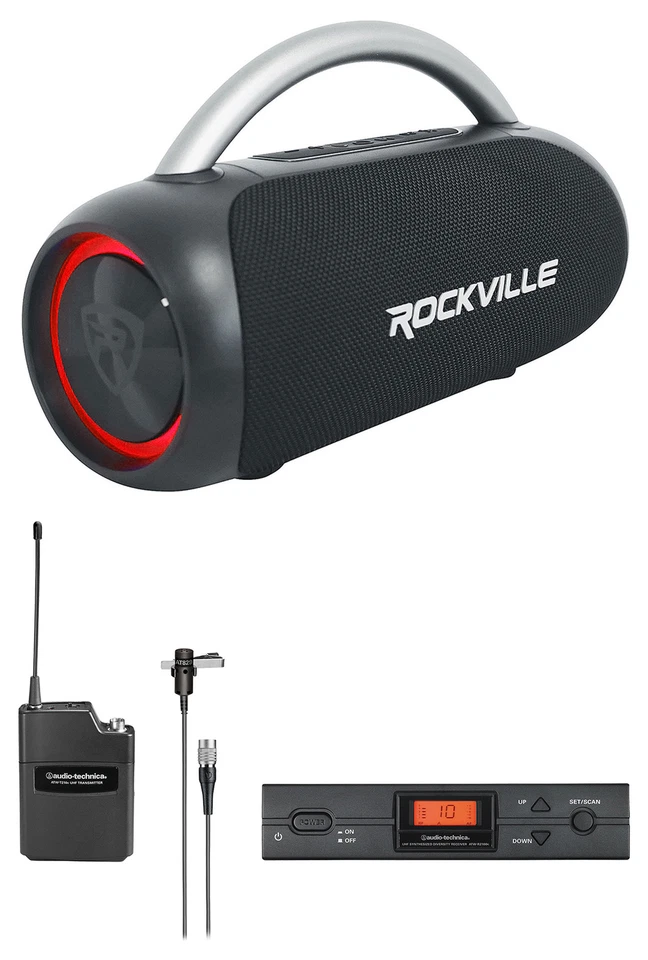 Audio-Technica ATW-2129CS Wireless Receiver, Transmitter+Lavalier Mic+Boombox - Image 1 of 4