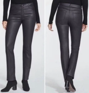 NEW Lafayette 148 New York Thompson Waxed Slim Leg Jeans Pants black Size US 4 - Picture 1 of 8
