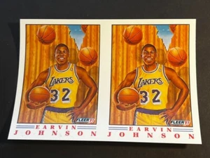 Box 2: 1991 Fleer Pro Visions 2-card UNCUT PANEL Magic Johnson Lakers - Picture 1 of 2