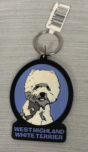 West Highland White Terrier Rubber Keychain White Dog, 3" x 2.25" - Picture 1 of 2