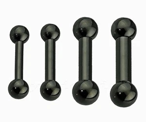 10g 8g 6g 4g Black Titanium Anodized 316L Surgical Steel Tongue Ring Barbell - Picture 1 of 3