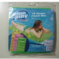 Splash Play 18 Pocket French Mat Green Pool Float 72" x 27" Inflatable Lounge