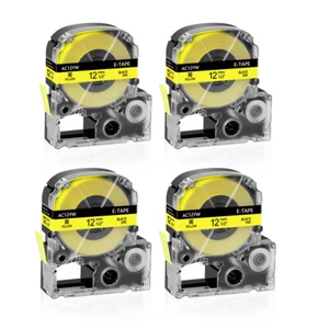 Etiqueta 4 piezas compatible con cinta amarilla de 12 mm KingJim LK-4YBW Epson SC12YW LW-300 - Imagen 1 de 12