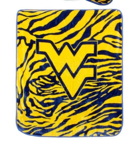 NEW West Virginia WV Mountaineers Blanket 50x60 Raschel Knit Throw Blanket Cover