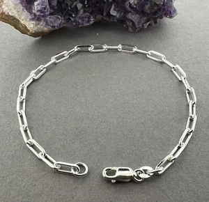 Sterling Silver Paper clip Bracelet 19cm - Picture 1 of 6