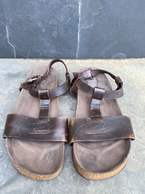 GUCCI Sandalias Clásicas Confort Zapatos Mordido de Caballo Marrón Hebilla Cuero Talla 8 UK | 9 US Foto 1 de 4