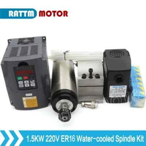 1.5KW Water Cooled Spindle Motor 220V ER16CNC Kit + 220V Inverter &80mClamp - Bild 1 von 9