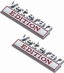 2x Veteran Edition Emblem 3D Metal Badge Decal Sticker for Universal Chrome Red - Picture 1 of 5