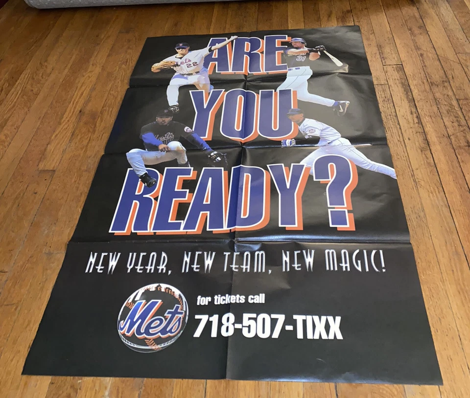 NY METS 1998 29x44 inch SUBWAY POSTER MIKE PIAZZA  JOHN OLERUD RARE - Image 1 of 1