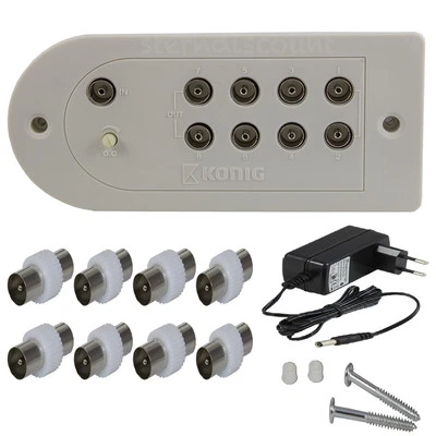 Kabel-TV Verstärker 15 dB 8 Ausgänge DVB-C T2 Kabel HDTV Digital Signal UHD 4K - Bild 1 von 4