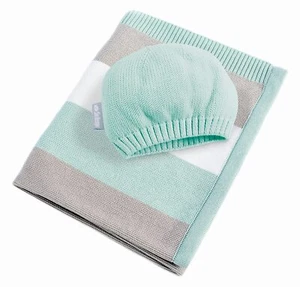 Sei Design Baby- Strickdecke 90 x 70cm | 100% Baumwolle inkl. Mütze - Bild 1 von 6