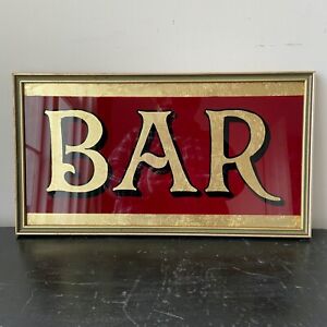 Reverse Painted Glass Sign Antique Style Bar Sign Black Gold Red 
