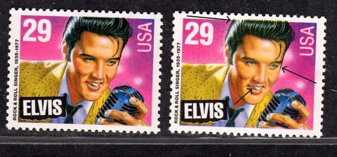 Perfectly Flawed  29c 1993 SN 2721 MNH Error- Elvis Color Shift - See Arrows Cover
