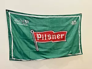 Saskatchewan Roughrider Flag 100 Years Pilsner Promo Green Double Side 13 Rabbit - Picture 1 of 16