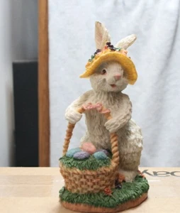Lindo Conejo de Pascua con una cesta de huevos Sombrero de Pascua Gress Flores - Imagen 1 de 6