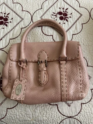 Auténtico Bolso de Mano FENDI Selleria Mini Linda Cuero Rosa Usado Foto 1 de 4