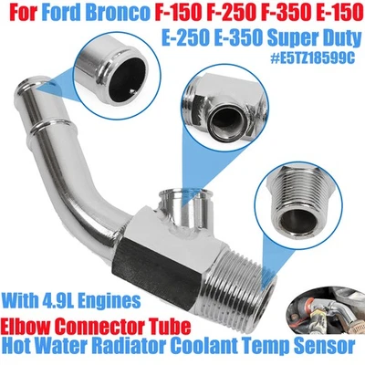 For Ford Bronco F150 Hot Water Radiator Coolant Temp Sensor Elbow Tube Connector - Image 1 of 4