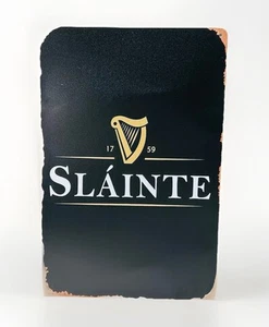 Guinness Slainte Metal Sign Faux Rust Irish Pub Wall Decor Bar Art 12x8 Inch - Picture 1 of 15