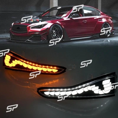 LED Side Mirror Marker Lights Turn Signal Fog DRL for Infiniti Q50 Q60 2014-2024 - Изображение 1 из 4