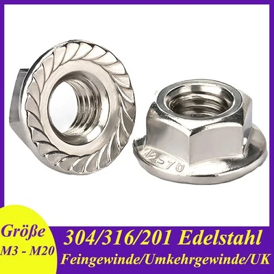 M3 - M20 304/316/201 Edelstahl Flansch Selbstsichernde Muttern Sicherungsmutter - Bild 1 von 4