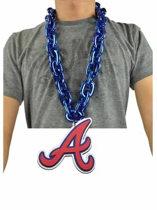 MLB Atlanta Braves BLUE Fan Chain Big Necklace Foam - Picture 1 of 10