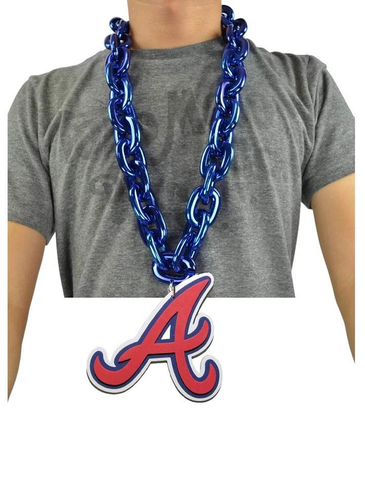 MLB Atlanta Braves BLUE Fan Chain Big Necklace Foam - Image 1 of 4