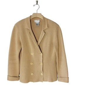 VINTAGE 90s TALBOTS Sweater Blazer Cardigan Jacket Shacket Beige Medium Academia - Picture 1 of 6