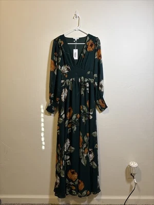 BALTIC BORN | Olivia Deep Topaz Long Sleeve Maxi Dress Floral Feminine Sz M NWT - Image 1 of 4