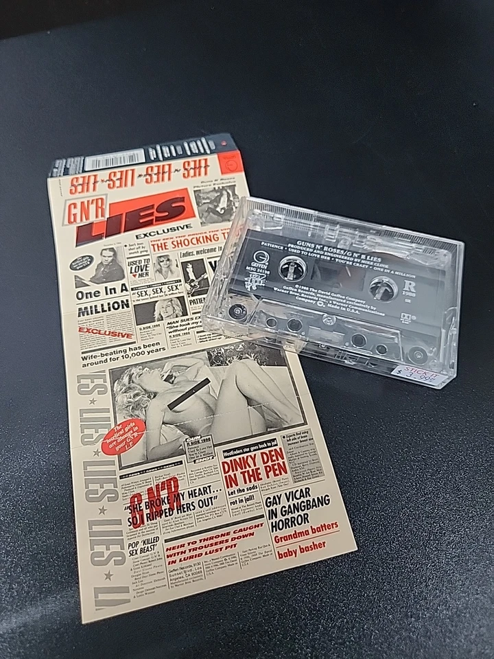 Guns N Roses Lies Cassette 1st Press OG 1988 UNCENSORED Insert VG+ Geffen  - Image 1 of 4