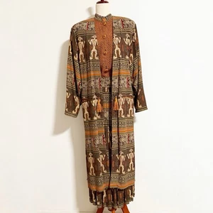 Conjunto De Falda Plumero Arte Para Usar Dorothy Schoelen Kokopelli Platino Años 80 De Colección M/L - Imagen 1 de 17