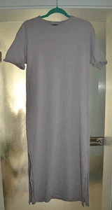 ZARA Damen Kurzarm Kleid Gr.XS neu, lang mit Schlitz,bequem geschnitten, grau - Bild 1 von 9
