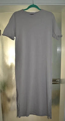 ZARA Damen Kurzarm Kleid Gr.XS neu, lang mit Schlitz,bequem geschnitten, grau - Bild 1 von 4
