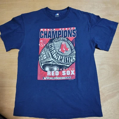 BOSTON RED SOX 2013 WORLD SERIES Champions w Ring Large T-Shirt Blue - Image 1 of 4