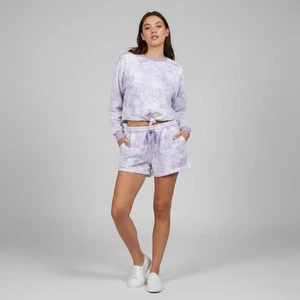 Conjunto de pijama Ambrielle púrpura tie-dye ropa de salón manga larga conjunto de pantalones cortos XL - Imagen 1 de 11