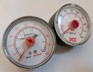 2 x Manómetros Pequeños - Libras por Pulgada Cuadrada Barra Medidor de Presión - Imagen 1 de 5