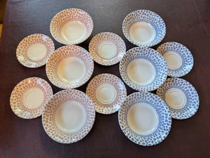 English Ironstone Provence Floral Chintz 6 Bowls & 6 Saucers Blue/Red/Pink - Picture 1 of 18