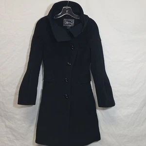 Mackage Wool Blend Cashmere Black Leather-Trimmed Coat Size XS - Picture 1 of 9