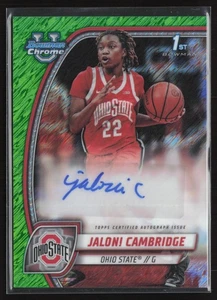 2024 BOWMAN UNIVERSITY CHROME JALONI CAMBRIDGE AUTO GREEN SHIMMER REFRACTOR RC - Picture 1 of 10